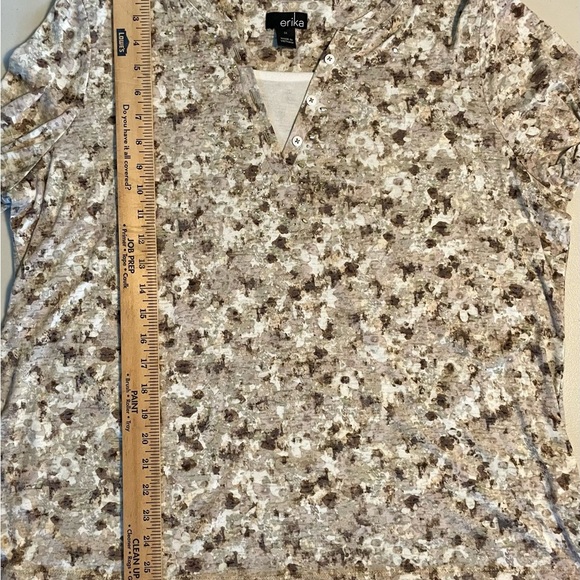 Erika Brown and White 3/4 Sleeve 1X Tunic GUC - Picture 4 of 8